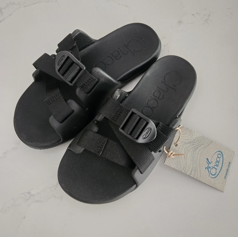 NEW Chaco Chillos Black Kids Slip-On Slide Sandals Size 2 Youth Waterproof